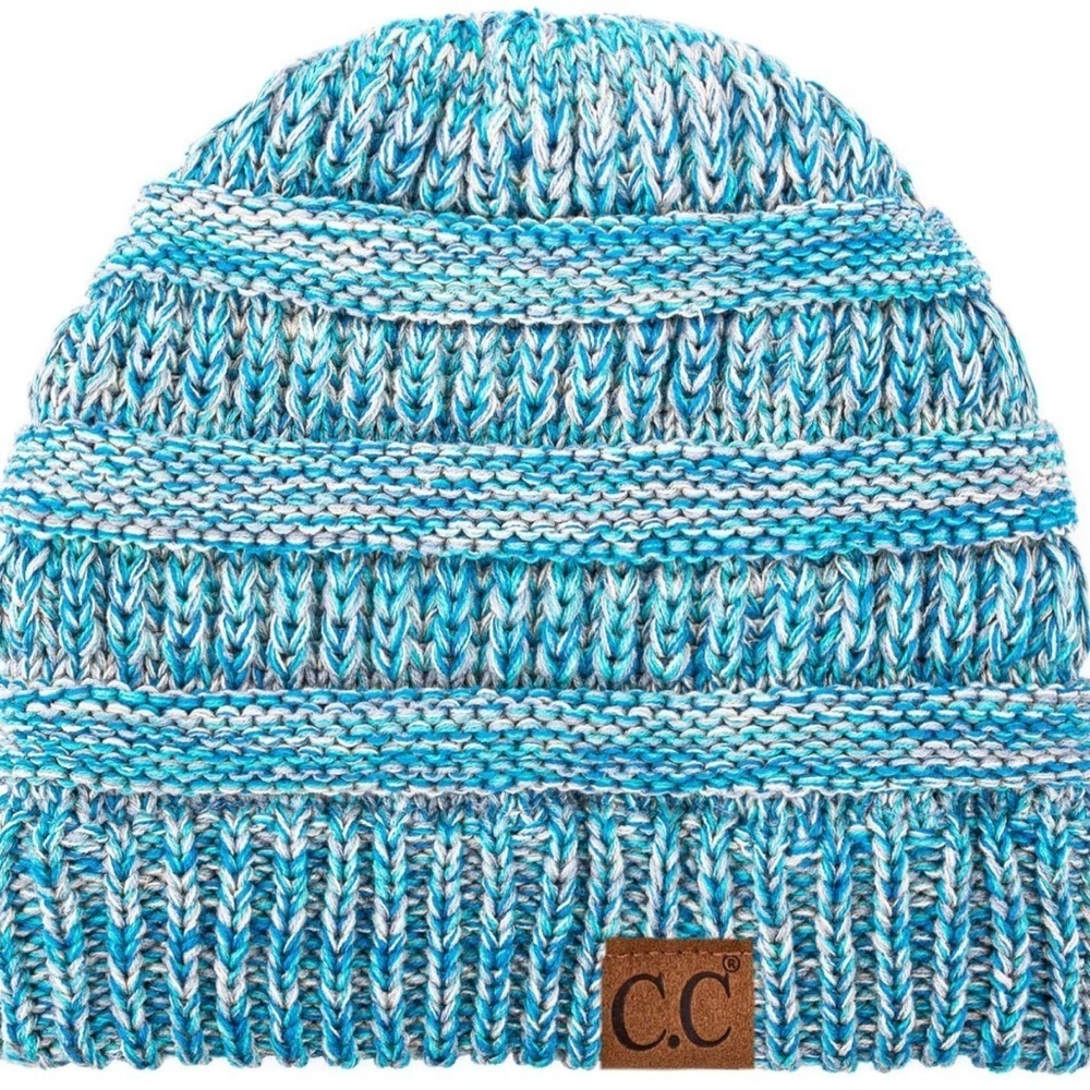 C.C Womens Turquoise Blue Beanie Cable Knit One Size Warm Cozy Winter Cottage